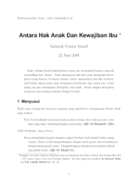(E) ANTARA HAK ANAK DAN KEWAJIBAN IBU